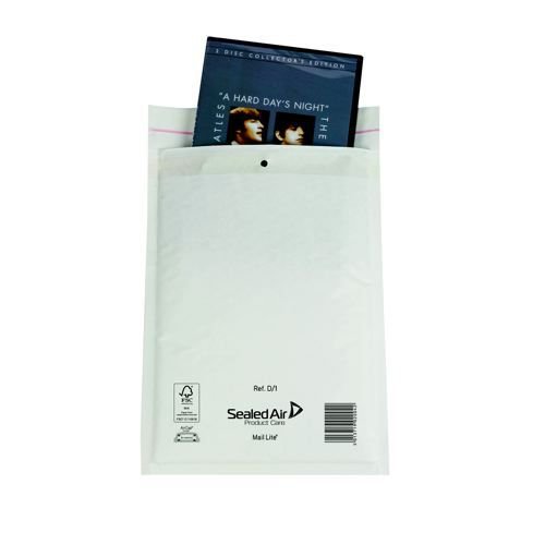 Mail Lite White Lightweight Postal Bag D1 180x260mm Pack 100 Padded Bags JF9028