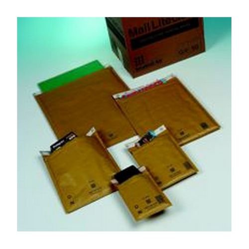Mail Lite Gold Lightweight Postal Bag E/2 220x260mm Internal Pack 100 Padded Bags JF9029