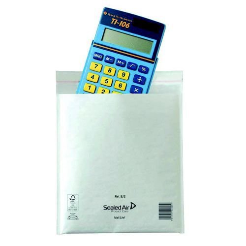 Mail Lite Lightweight Postal Bags 220x260mm E2 White Pack 100 Padded Bags JF9030