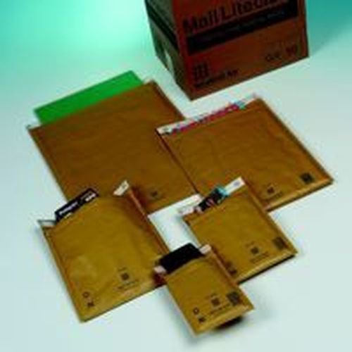 Mail Lite Gold Lightweight Postal Bag F/3 220x330mm Internal Pack 50 Padded Bags JF9031