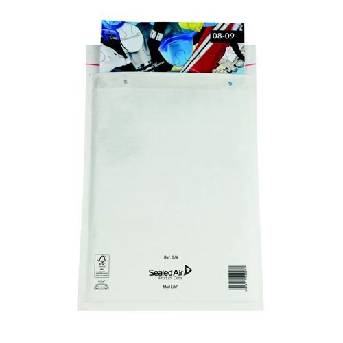 Mail Lite White Lightweight Postal Bag G4 240x330mm Pack 50 Padded Bags JF9034