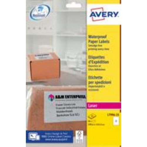 Avery L799625 Parcel Labels 1996 x 1435 mm Permanent 2 Labels Per Sheet 50 Labels Per Pack