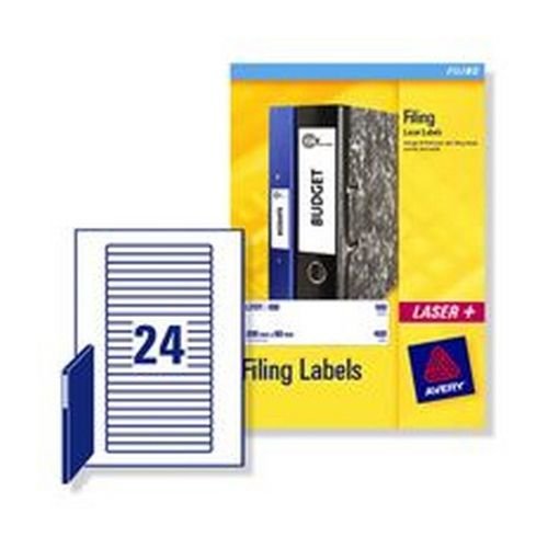 Avery Laser Labels Eurofolios & Filing 134x11mm 24 Per Sheet White 600 Labels Pack 25