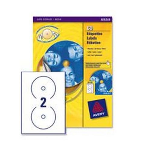 Avery Full Face CD/DVD Inkjet Labels 2 Per Sheet 100 Sheets