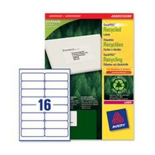 Avery Recycled Address Laser Labels 16 Per Sheet White Pack 100
