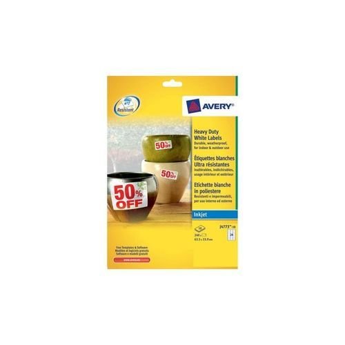 Avery Heavy Duty Labels Laser 24 per Sheet 63.5x33.9mm White 480 Labels