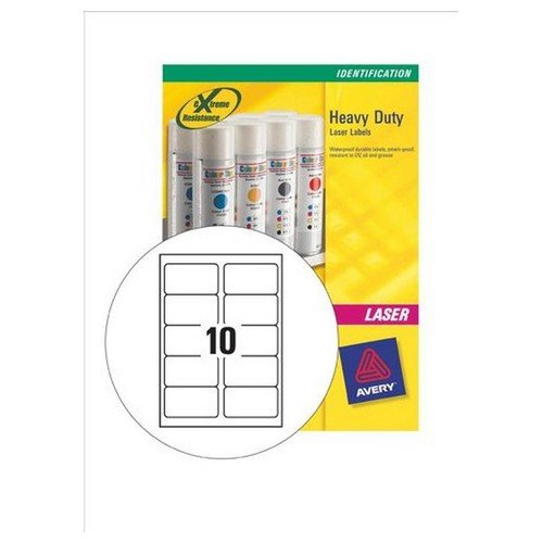 Avery Heavy Duty Labels Laser 10 per Sheet 96x50.8mm Silver 200 Labels