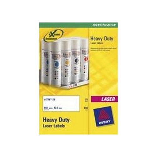 Avery Heavy Duty Labels Laser 1 per Sheet 210x297mm White 20 Labels