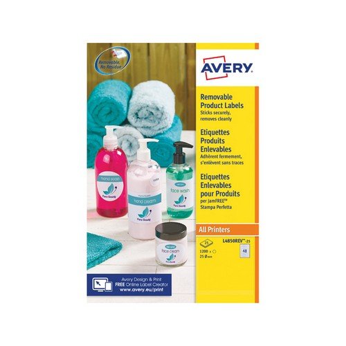 Avery White Removable Laser Labels Round 37mm Pack 25
