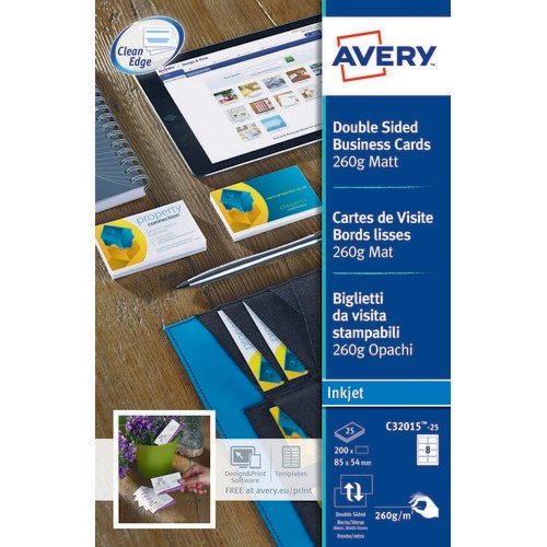 Avery Business Cards Manilla Pack 25