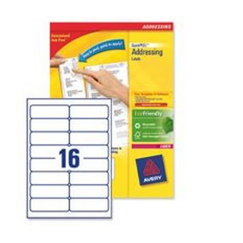 Avery White Laser Labels For Addressing 100 Sheets 1600 Labels Size 99.1x34mm FSC