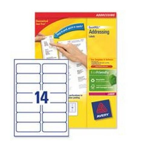 Avery Addressing Labels Laser Jam-Free 14 per Sheet 99.1x38.1mm White FSC