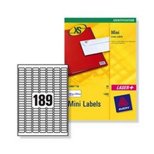 Avery Mini Inkjet Labels 189 per Sheet 25.4x10mm White 4725 Labels Pack 25