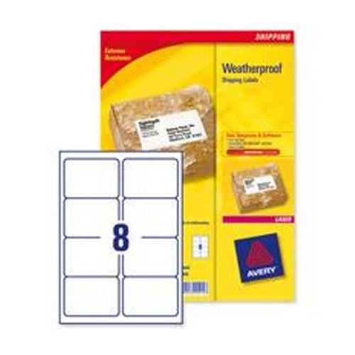 Avery Weatherproof Shipping Labels 99.1 x 67.7 mm 25 Sheets/200 Labels Pack 25