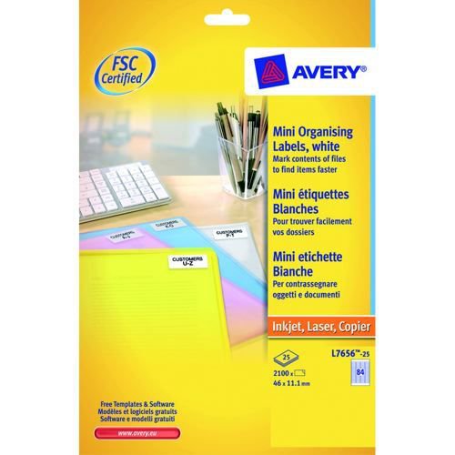 Avery Mini Labels Laser 84 per Sheet 46x11.1mm White