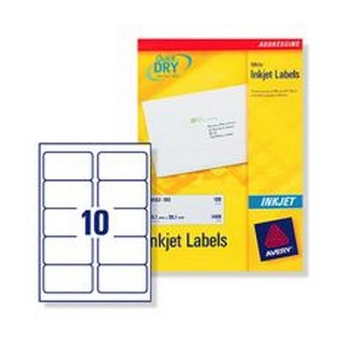 Avery Inkjet Address Labels 10 Per Page White 100 Sheets