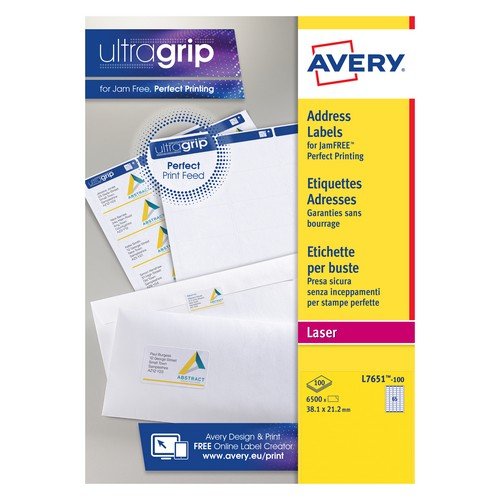 Avery 65tv Laser And Speciality Media Labels Mini Address 38.1x21.2mm White