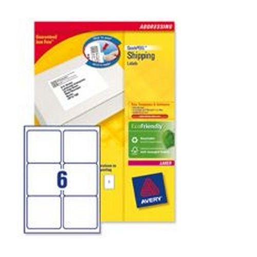 Avery Laser Labels 99.1x93.1mm 6 Per Sheet White 1500 Labels FSC Pack 250