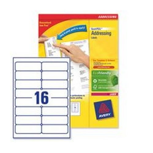 Avery Laser Labels 16 per Sheet 99.1x33.9mm White FSC