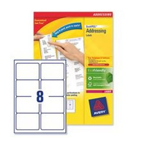 Avery Laser Labels 99.1x67.7mm 8 Per Sheet White 2000 Labels FSC Pack 250