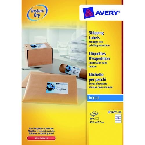 Avery Inkjet Labels 99.1x67.7mm 8 Per Sheet White 800 Labels