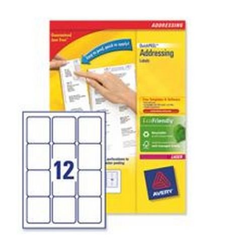 Avery White Laser Labels For Addressing 250 Sheets 3000 Labels Size 63.5x72mm FSC