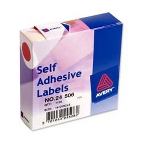 Avery Coloured Labels In Dispensers Red 1120 Labels Size 19mm Diameter