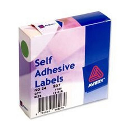 Avery Coloured Labels In Dispensers Green 1120 Labels Size 19mm Diameter