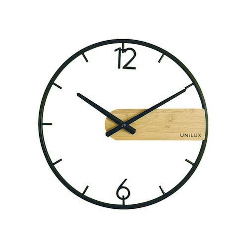 Unilux Circle Wall Clock Black/Bamboo 400189467
