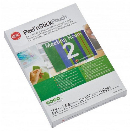 GBC Peel'nStick Laminating Pouch A4 200 Micron (Pack of 100) 41666E