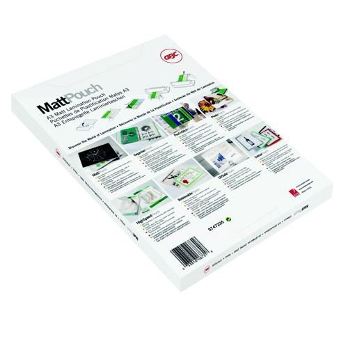 GBC Matt Laminating Pouches A4 2x75 Micron Pack 100