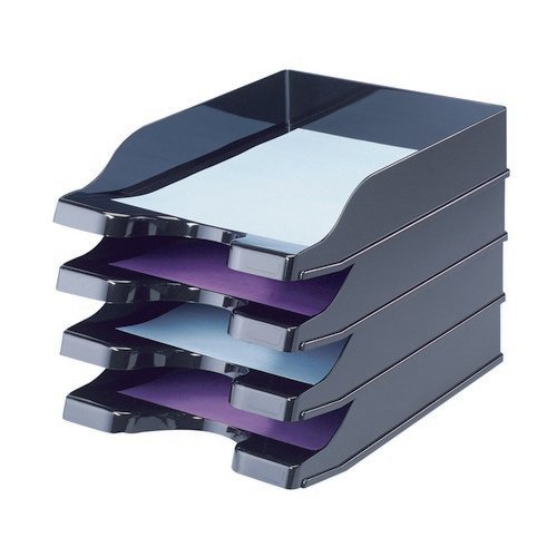 Deflecto SteriTouch Stacking Letter Tray Black CP130STBLK
