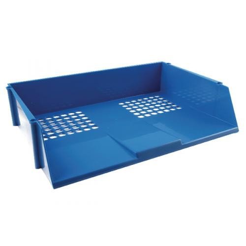 Basic Letter Tray Wide Entry High-impact Polystyrene Stackable Blue