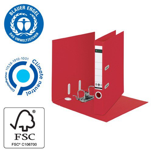 Recycle Colours Lever Arch File A4 50mm Red (Pack of 10) 10190025