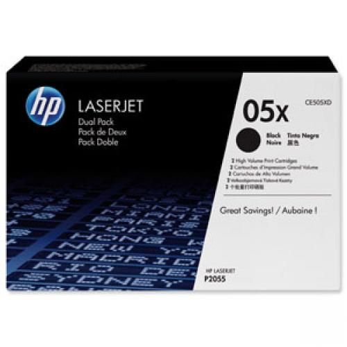 Hewlett Packard No 05X Twin Pack Toner Cartridges Black CE505XD