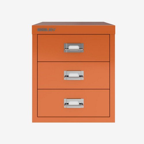 Bisley 12 Series Multidrawer  3 drawers non locking 325mm h 279mm w 380mm d.  Bisley Orange Multidrawer Cabinets MD8172