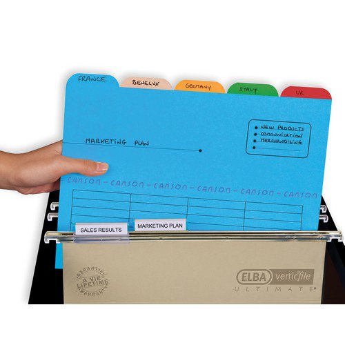 Elba 5 Tabbed Folder A4 Assorted (Pack of 5) 100330160