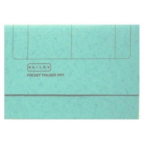 Railex Pocket Folder Foolscap 330Gsm Tuquoise Pack 25