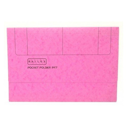 Railex Pocket Folder Foolscap 330Gsm Cerise Pack 25