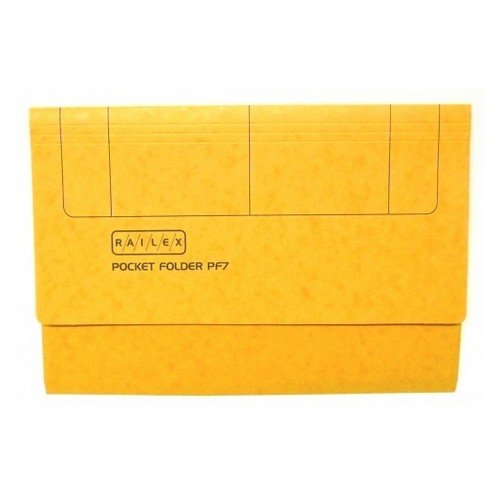 Railex Pocket Folder Foolscap 330Gsm Gold Pack 25