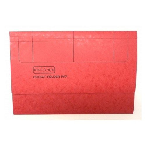 Railex Pocket Folder Foolscap 330Gsm Ruby Pack 25