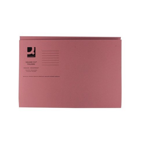 Q-Connect Square Cut Folder Mediumweight 250gsm Foolscap Pink (Pack of 100) KF01187