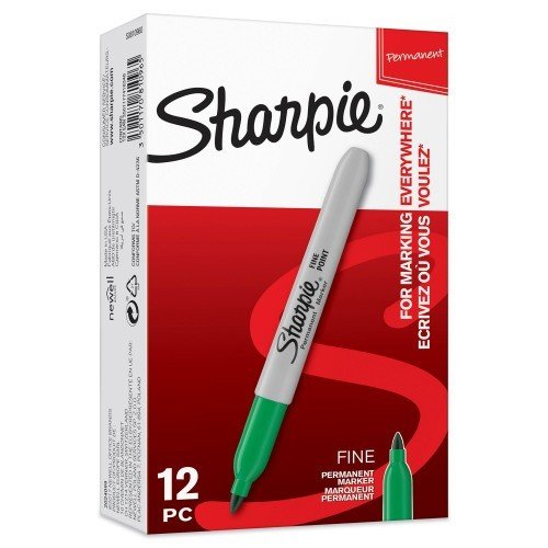 Sharpie Permanent Marker Fine Tip 0.9mm Line Green (Pack 12) - S0810960