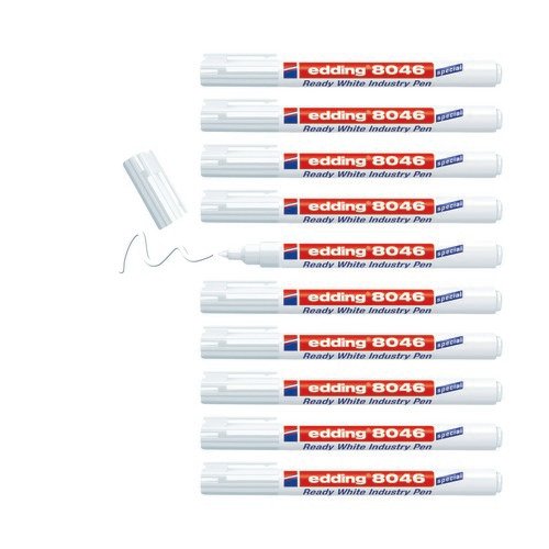 Edding 8046 Ready white industry pen perm marker pk 10