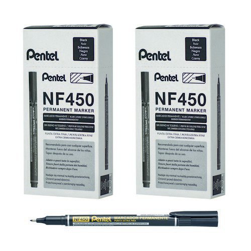 Pentel Extra Fine Marker NF450A Black BOGOF