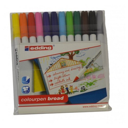 Edding Colouring Pens Broad Washable Assorted Pack 12