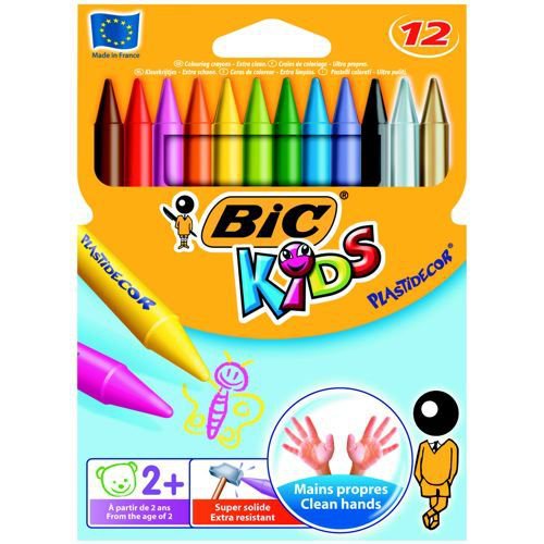 Bic Kids Plastidecor Colour Crayons Assorted Wallet of 12