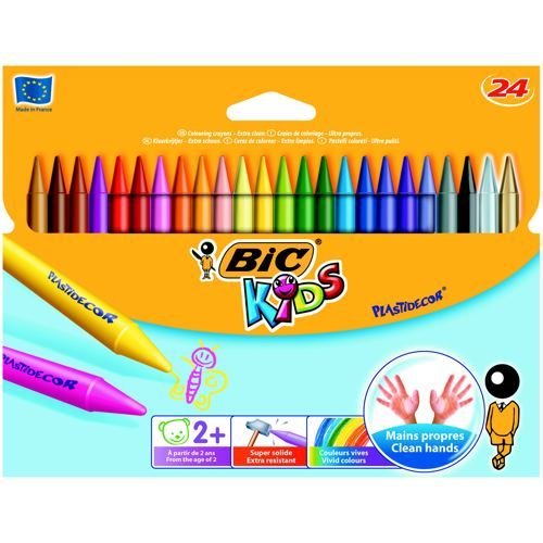 Bic Kids Plastidecor Colour Crayons Assorted Wallet of 24