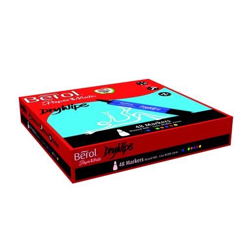 Berol Drywipe Pen Round Assorted Classpack Pack 48