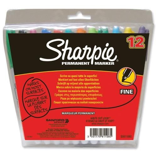 Sharpie Fine Point Permanent Marker Assorted Pack 12